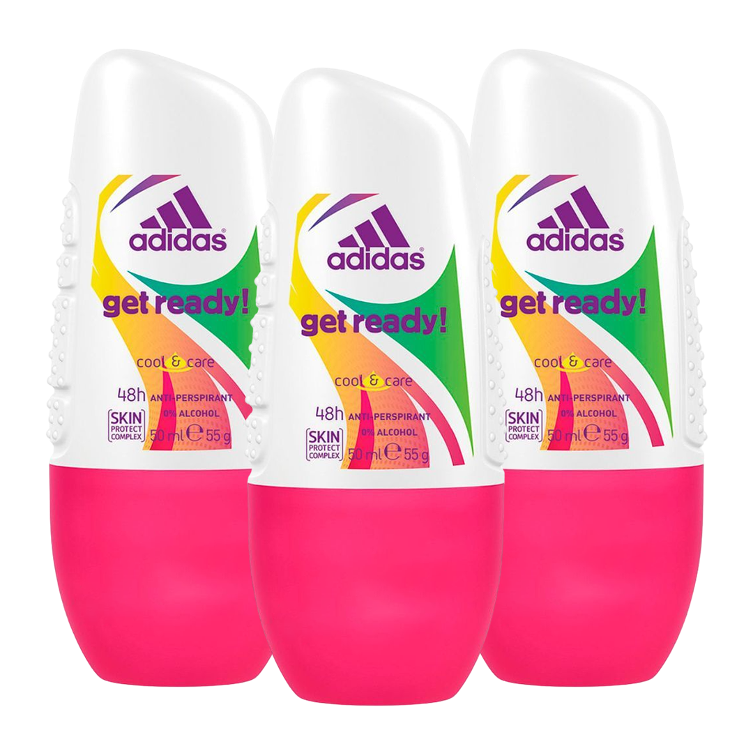 Adidas Get Ready Cool & Care 48H Anti-Perspirant Roll-On Deodorant For Her - Pack Of 3