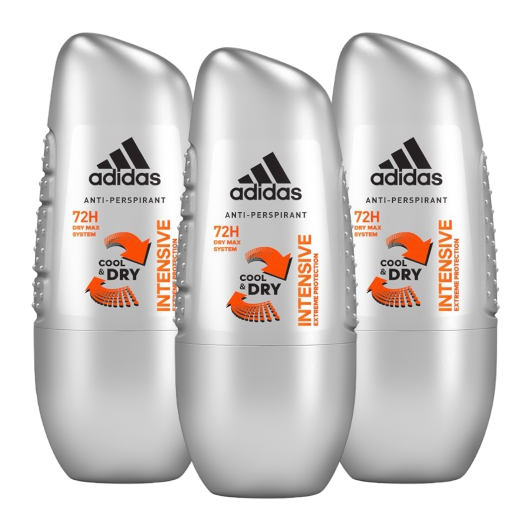Adidas Intensive Cool & Dry 72H Anti-Perspirant Roll-On Deodorant For Him - Pack Of 3