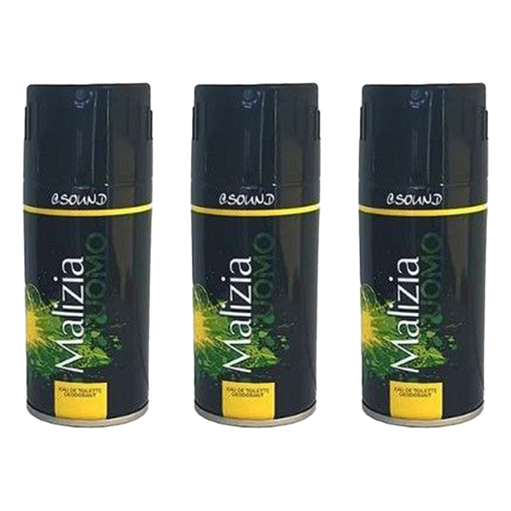 Malizia Uomo Sound Eau De Toilette Deodorant Pour Homme - Pack of 3